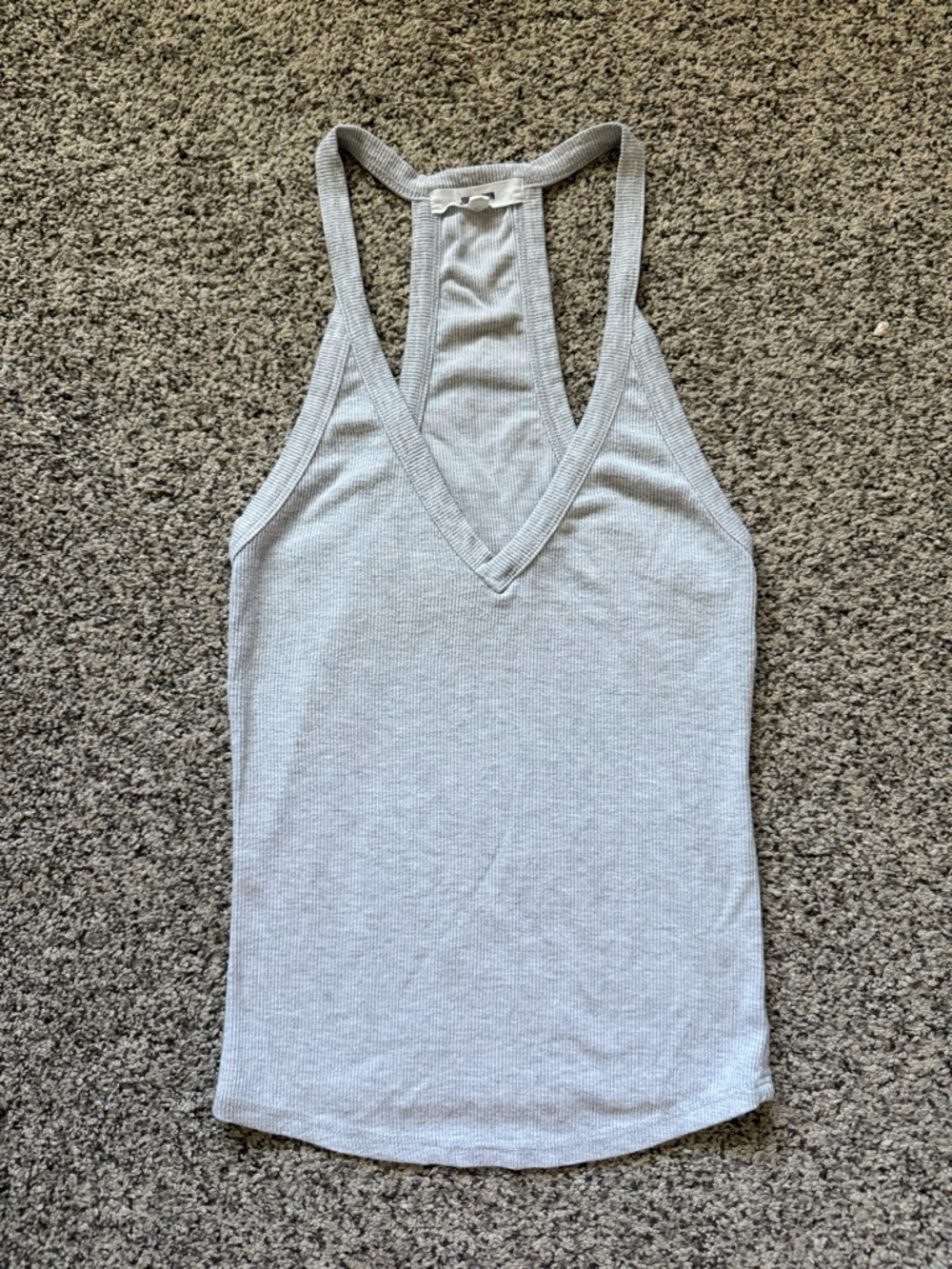 Joah Brown Light Gray Ribbed V-Neck Racerback Tank
